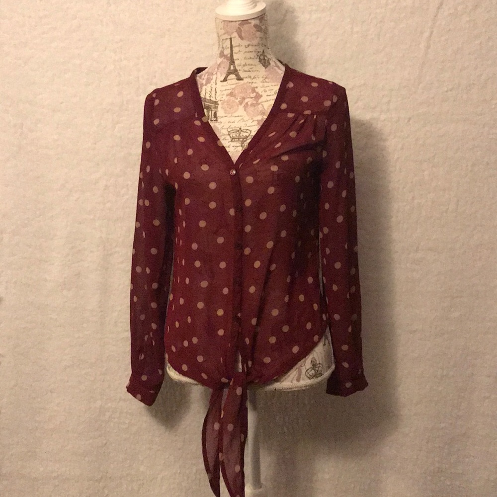 Flowy Polka Dot with Tie Blouse
